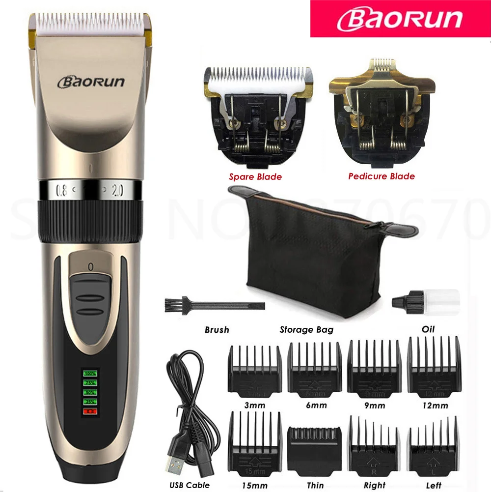 BaoRun Dog Clippers Dogs Grooming Clipper Shaver USB Rechargeable Professional Pet Cat Hair Trimmer Low-Noise Haricut Machine pet clipper dog hair trimmer pet hair trimmer dog clipper