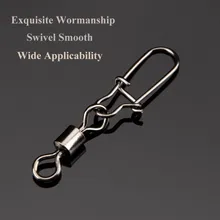  50Pcs Steel Alloy Fishing Bearings Hooked Snap Pins Rolling Swivel Connector 