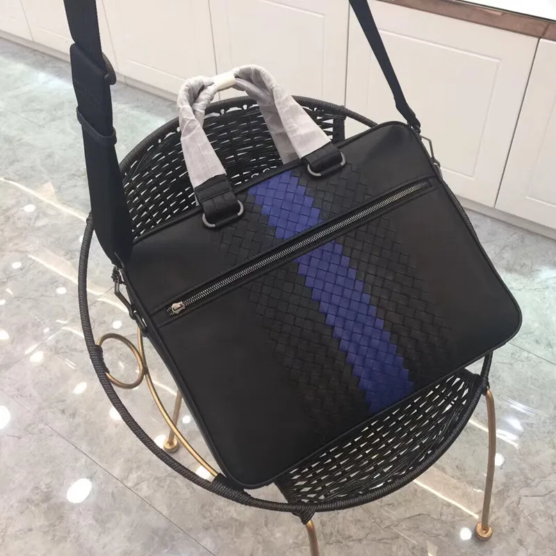 

New leather handbag braid fashion men's bag waxed tire cowhide spelling computer shoulder pack