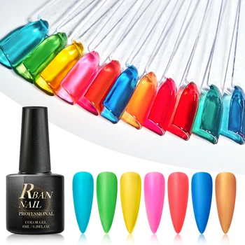 

RBAN NAIL Rainbow Jelly Gel 12 Colors Glass Candy Color Translucent Gel Polish Amber Glaze Nail Gel Nail Art Vanish Lacquer