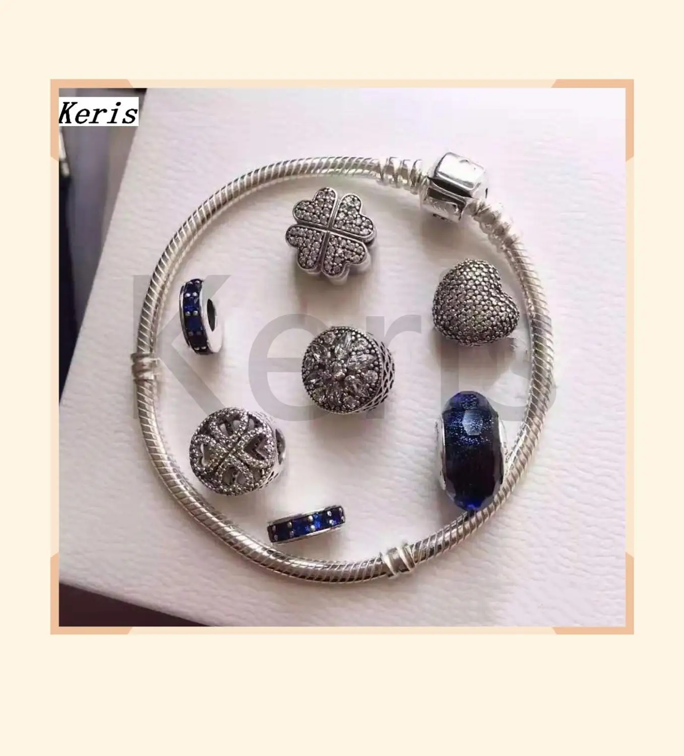 

High Quality Original 1:1 100% Silver Star Glass Charm String Bracelet With Free Delivery