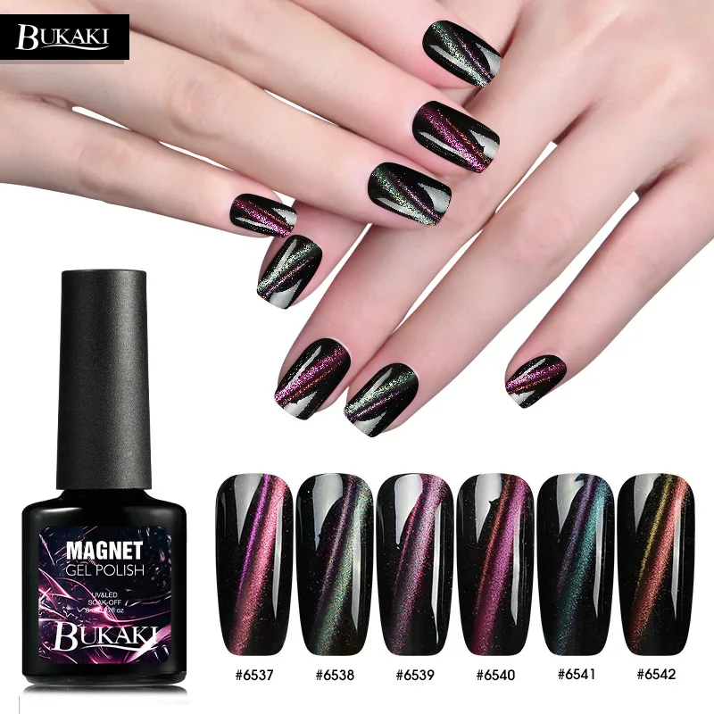 

BUKAKI Chameleon Magnetic Gel Nail Polish Long Lasting Shining Laser 8ml Cat Eye Nail Art Gel Soak Off UV LED Gel Varnish