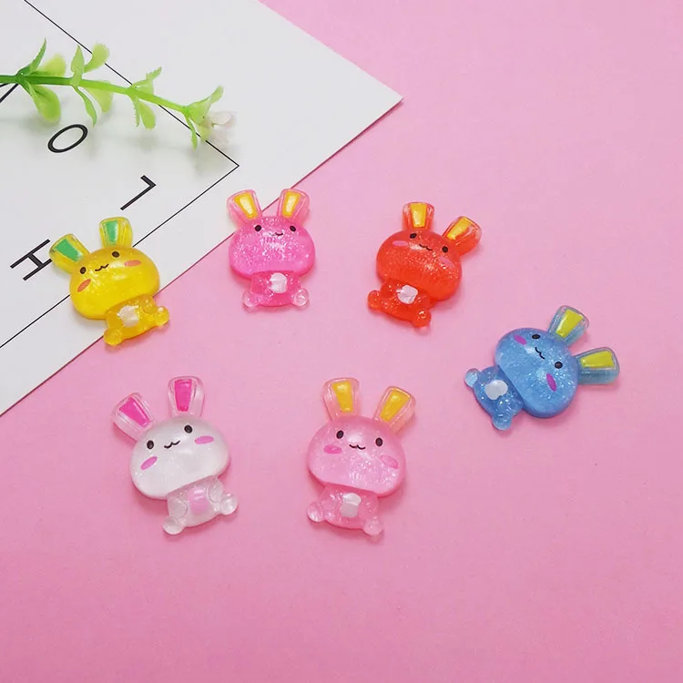 50 шт. корейские kawaii Кролик плоские резиновые кабошоны мультфильм Животные DIY украшения плоские пластмассовые Кабошоны Скрапбукинг