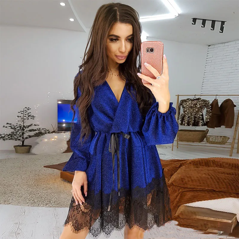 FREE SHIPPING! Sexy Shiny Lace Club Dress JKP4449