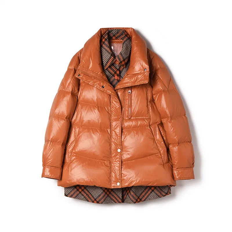 

Bright 90% White Duck Down Down Jacket Warm Women's Jacket Asymmetric Length 90% White Duck Down Coats and Jackets Women