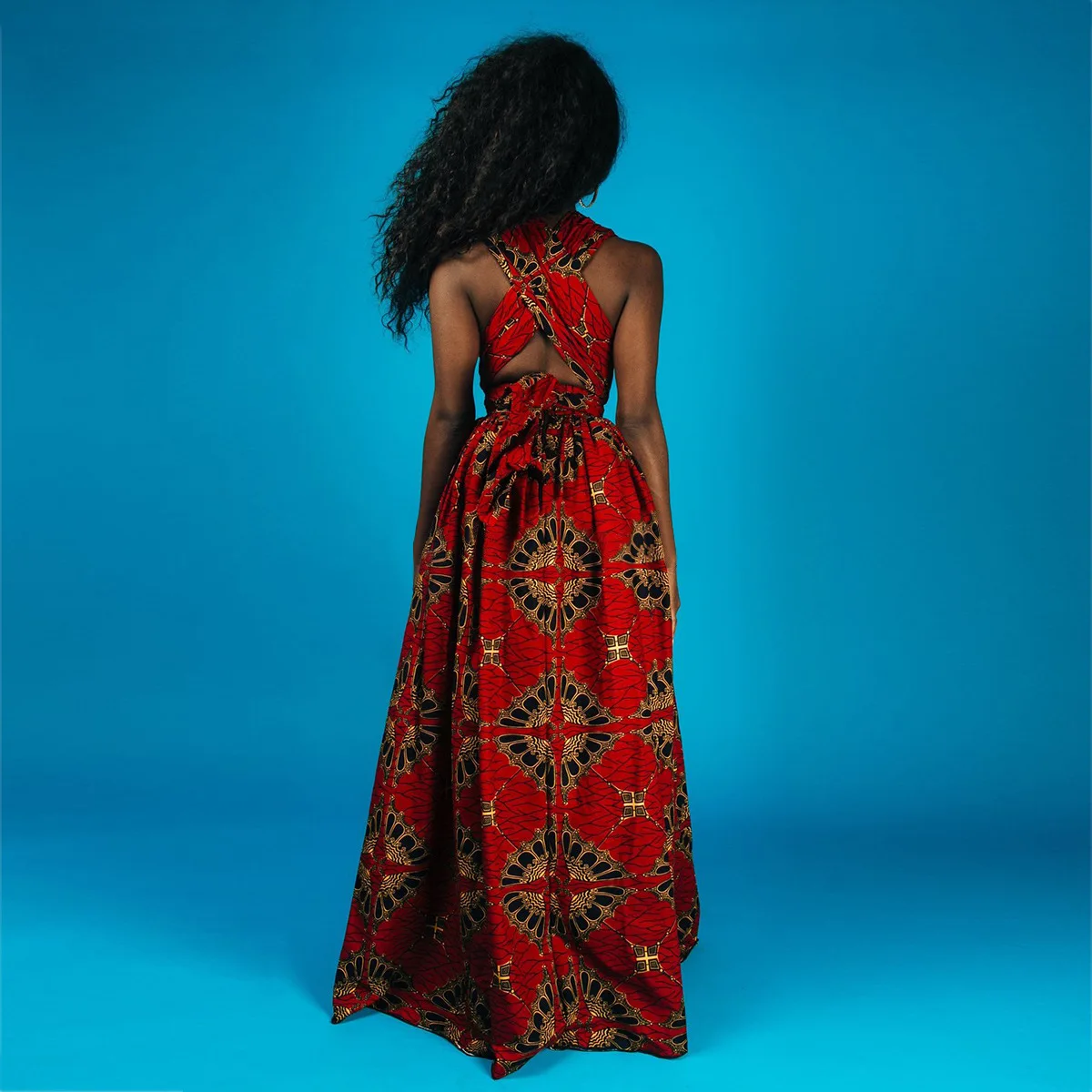Longue robe africaine wax pour femmes 323