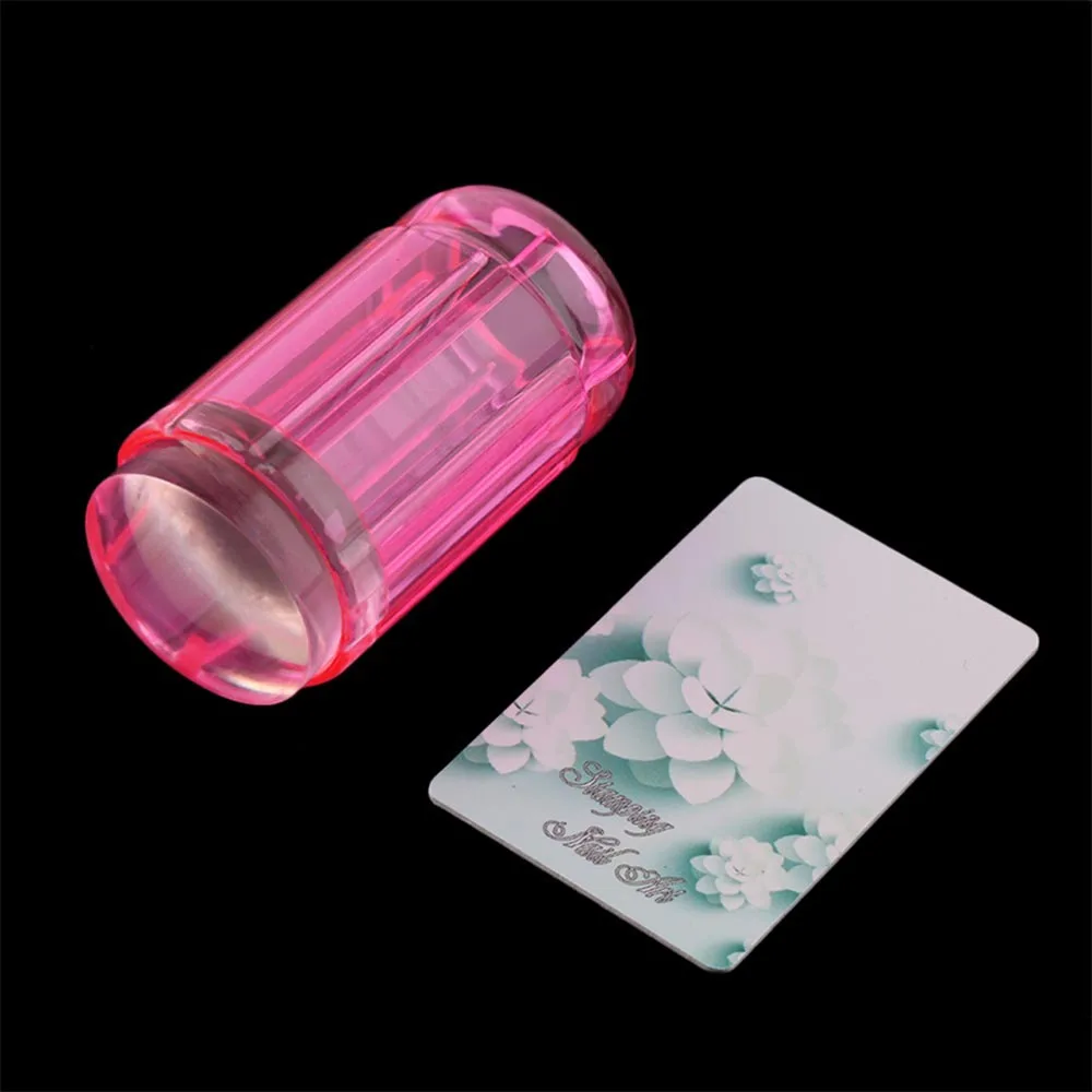 1PC Nail Art Templates Pure Clear Jelly Silicone Nail Stamper for Stamping Plate Scraper with Cap 4