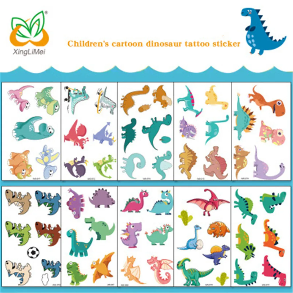Dinosaurs Tattoo Stickers Children Birthday's Gift Fake Kids Tatuajes Body Art Waterproof Temporary Taty Decor 724 | Дом и сад