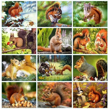 

Huacan 5d Diamond Painting Squirrel New Arrivals Diamond Mosaic Animal Cross Stitch Handmade Gift Home Decor