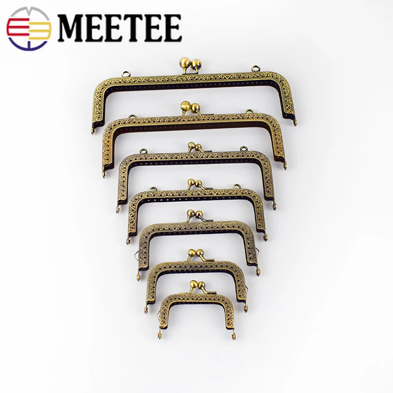 Meetee 5pcs 6-20cm Bronze Square Mouth Gold Buckle Embossed Metal Purse Frame Handle Lock Clasp for Bag Sewing Craft Tailor Kit | Дом и сад