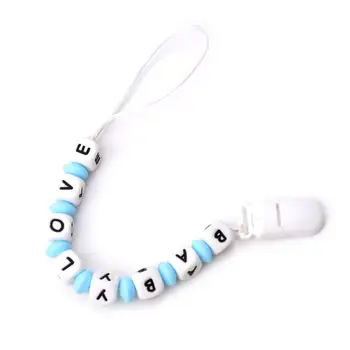 

1PC Baby Pacifier Silicone Beaded Alphabet Chain Nipple Clip Tooth Gel Anti-chain Shatter-resistant Chains Infant Supplies