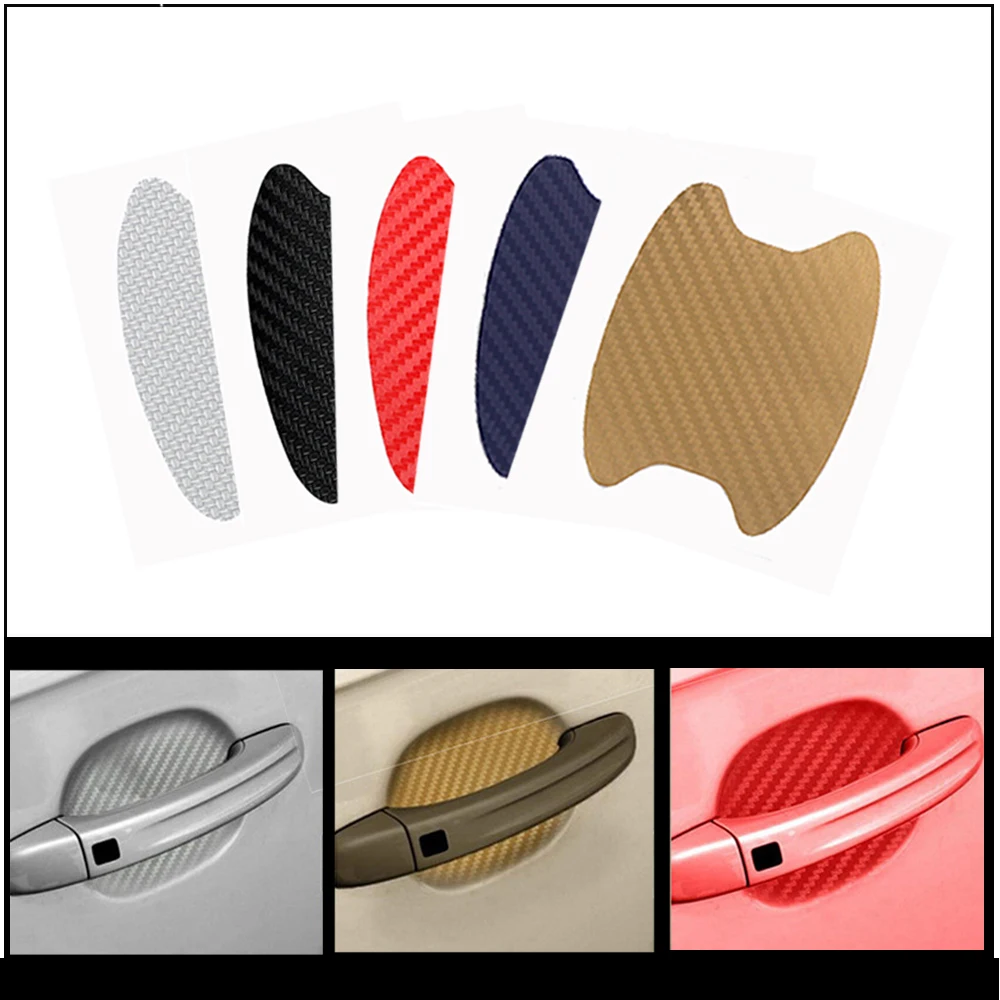 

4pcs/lot Car Sticker Universal Carbon Fiber Protection Film For Car Handle Anti-Scratches Fashion Fiber Sticker Decals Car