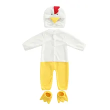 

Autumn Spring Infant Lovely Baby Clothing Chicken Costume Long Sleeve Button Down Jumpsuit with Hat and Shoes Socks Casual Set