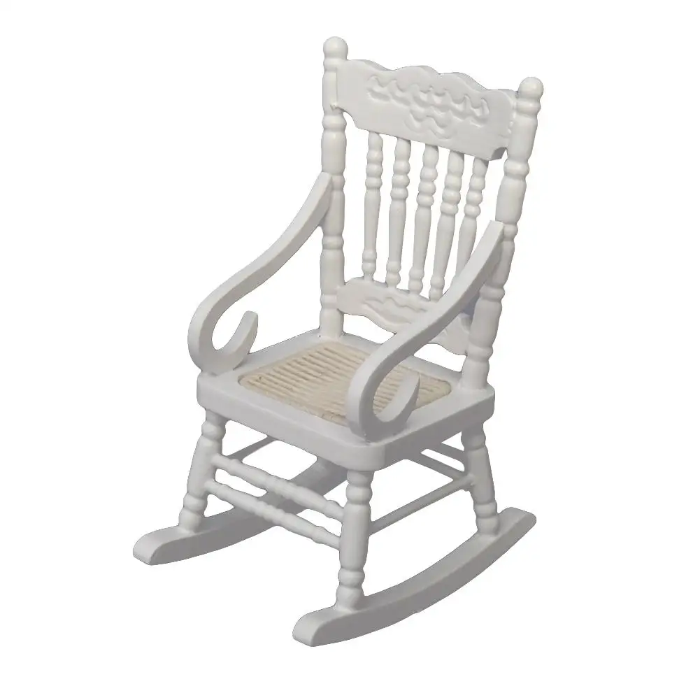 

1/12 Kids Dollhouse Toy Wooden Rocking Chair Model Toy DIY Miniature Scenery Accessory Toys For Kids
