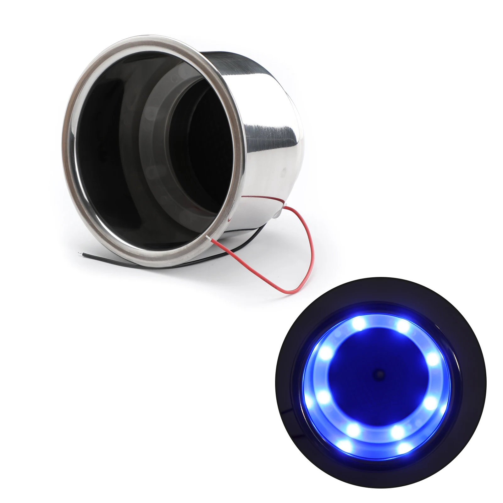 Areyourshop 8 LED Blue Stainless Steel Cup Drink Holder 12V Marine Boat Car Truck RV Boat Accessories Parts