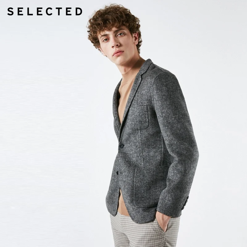 Выбранные Для мужчин из овечьей шерсти Клетчатый узор Блейзер Slim Fit пиджак S |