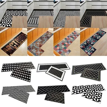 

2PCS Home Kitchen Floor Mat Carpet Non Slip Runner Anti Fatigue Bathroom Room Pad Rug Door Decoration