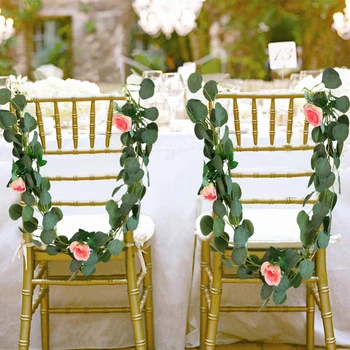 

2m Artificial Eucalyptus Greenery Leaves Vines Rattan Fake Wedding Party Hanging Garland Ivy Wreath Wall Decorations Simulations