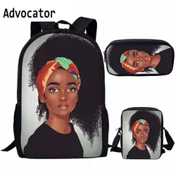 ADVOCATOR 3 шт./компл. модная африканская темнокожая Девушка Дизайн подростковые рюкзаки для мальчиков девочек школьные сумки пенал сумка на