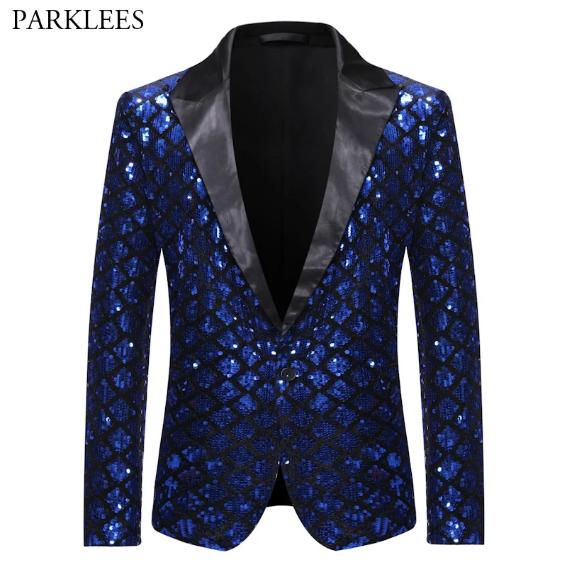 blue sequin blazer