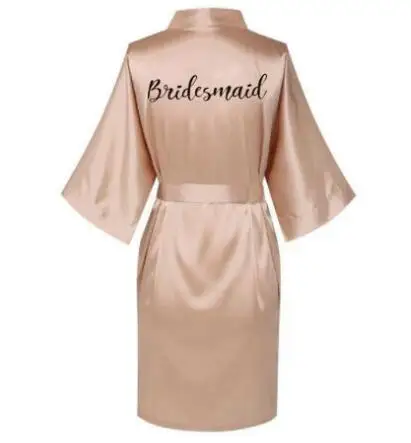 champagne gold robe bride satin kimono robe women wedding sister of the bride printing bridesmaid bridal party robes