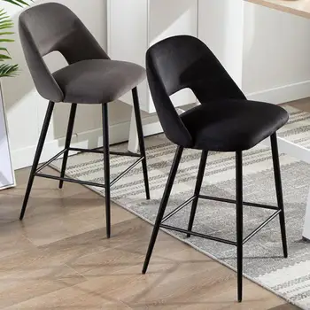 

Bar Chair Modern Simple Metal High Foot Front Desk Chair Bar Stool Household Soft Bag Loft Designer Creative Bar Chair