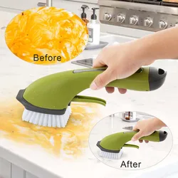 Multi-functional Kitchen Bathroom Cleaning Brushes Long Handle Dish Pot Washing Brush Automatic Liquid Detergent Dispenser Tool