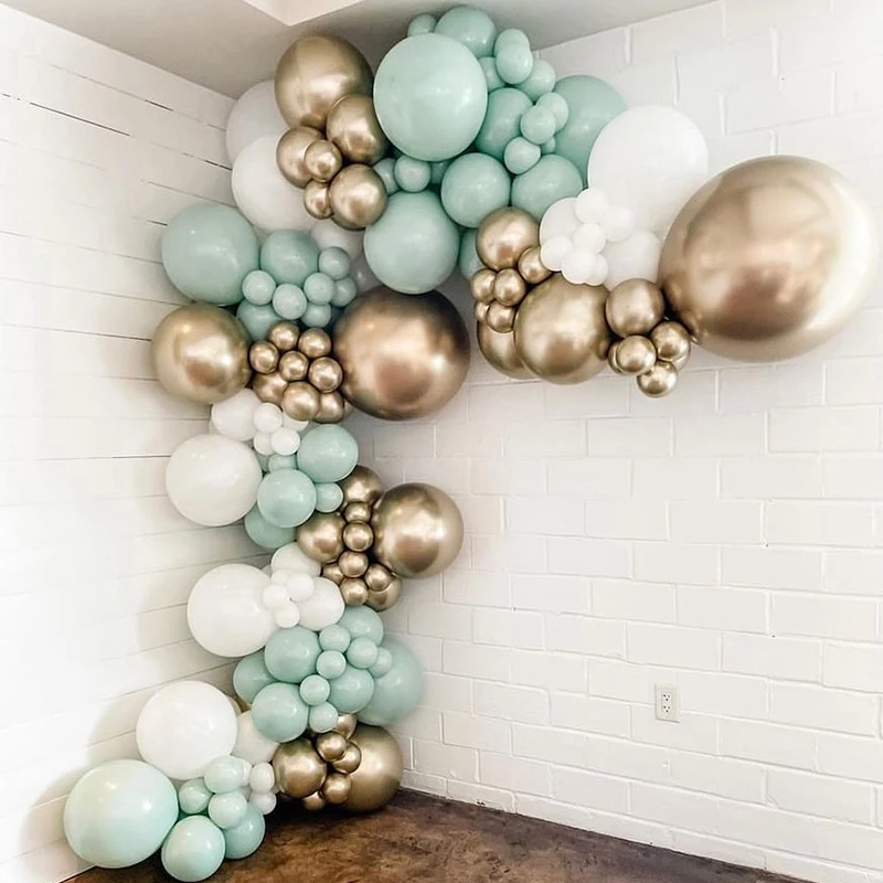 

134Pcs Macaron Green Balloons Garland Arch Kit Gold Chrome Balloons For Bridal Shower,Wedding Decors, Baby Shower Party Decor