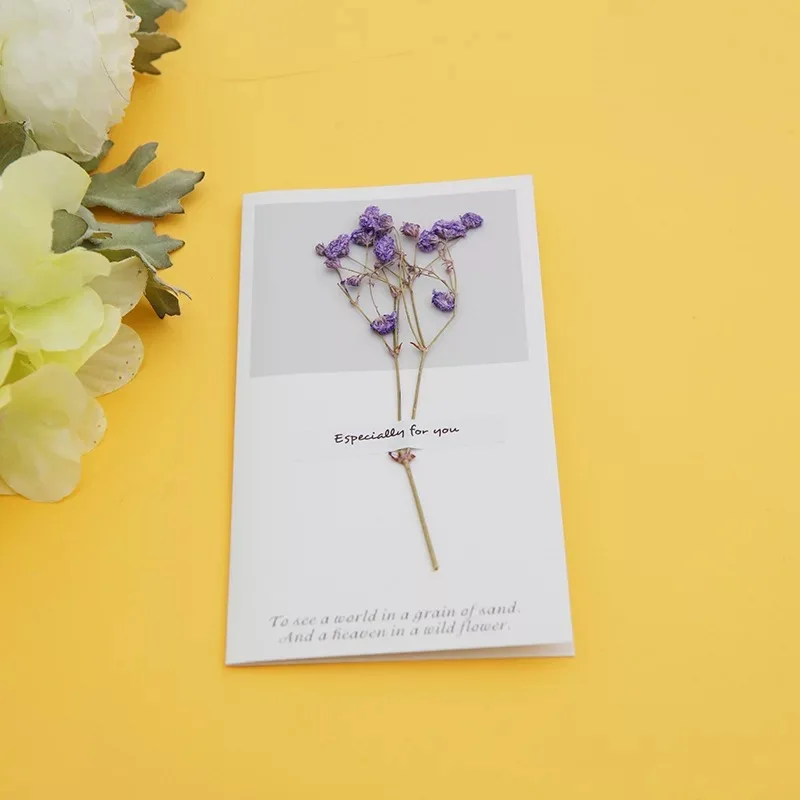 MissYe Store 1pcs Birthday Dried real Flowers Invitations Postcards DIY Wedding Party Festival Greeting Card Decoration - Цвет: 06.As picture