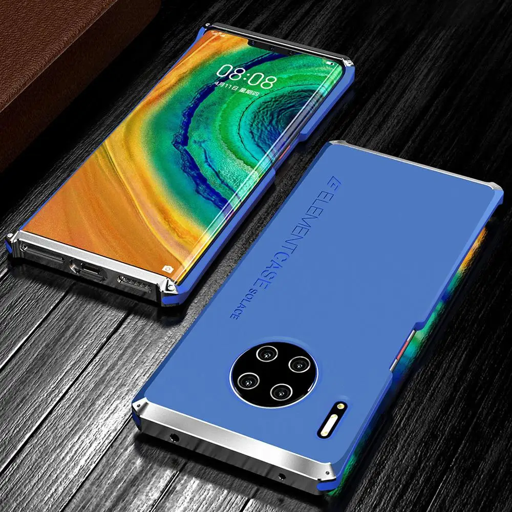 blue silvery Роскошный металлический чехол для huawei mate 30 Pro mate 30 чехол Ультратонкий 3 в 1 Алюминиевый и Гибридный PC противоударный чехол - Цвет: blue silvery