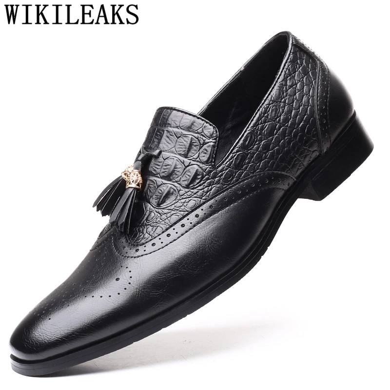 

Crocodile Shoes for Men Formal Coiffeur Brown Dress Tassel Mens Dress Shoes Loafers Big Size 48 Coiffeur Brogue Shoes Men Brand