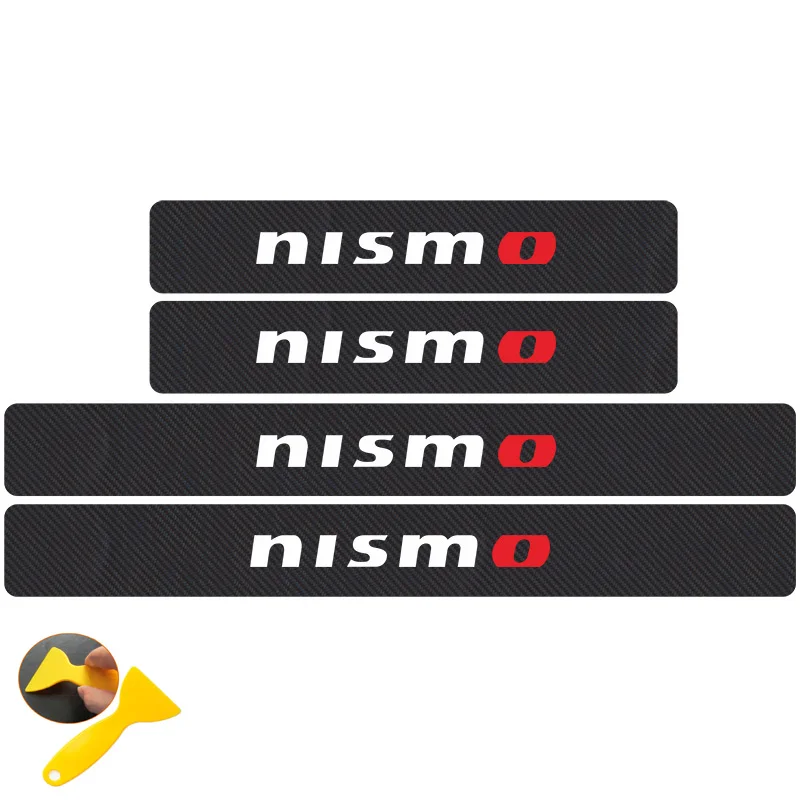 Автомобильный Стайлинг 4 шт. для Nissan nismo Tiida Teana Skyline Juke X-trail авто защита из углеродного волокна автомобильный протектор порога наклейка - Название цвета: Black and white