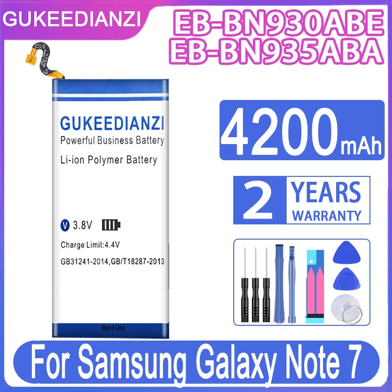 GUKEEDIANZI новинка 100% 4200 мАч EB-BN930ABE аккумулятор для Samsung Galaxy Note 7 FE N935 N930 EB-BN935ABA N930G N930V в
