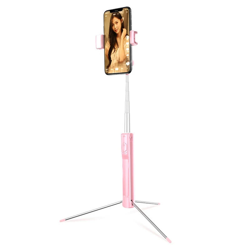 Pink 160cm Портативная растягивающаяся селфи-палка для мобильного телефона, держатель для мобильного телефона, штатив для камеры с беспроводным Bluetooth дистанционным автоспуском - Цвет: Pink 160cm