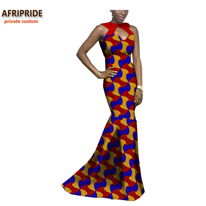 Африканское женское вечернее платье AFRIPRIDE, индивидуальное платье без рукавов в пол, женское вечернее платье из хлопка A722569 - Цвет: 543J