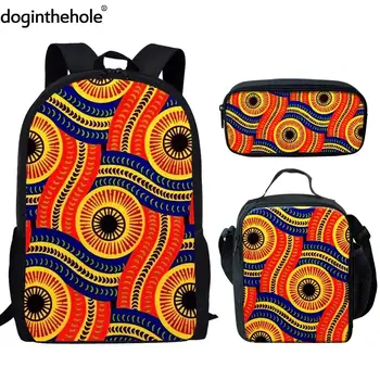 

doginthehole New Celebrity Style Printing Schoolbag Fashion Geometric pattern Back To School Boy Kids 3PCS Girls Student Satchel