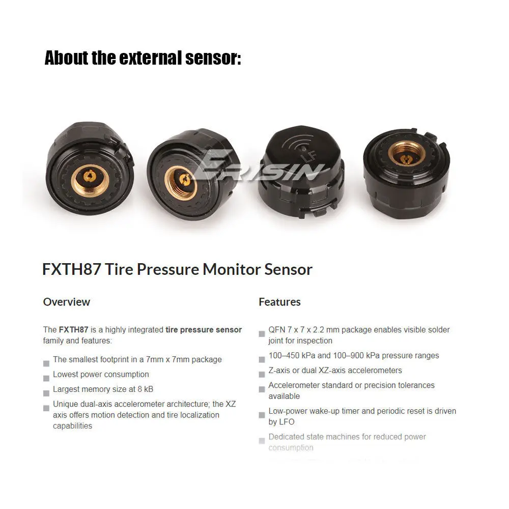 Erisin-ES341 TPMS 4  ͸ Ÿ̾ з , ȵ̵ 9.0/10.0 ڵ    