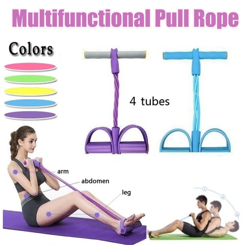

4 Tubes Fitness Resistance Band Rope Latex For Stretch Yoga Training Lose Weight Slim