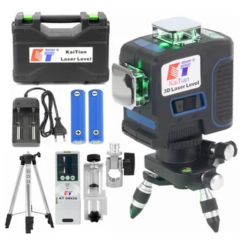 

Kaitian Laser Level Tripod Green 3D 12 Lines Self-Leveling Vertical&Horizontal Powerful 360 Bracket 532nm Nivel Lasers Receiver