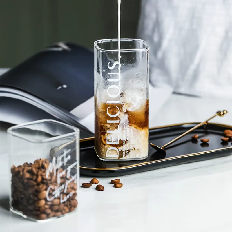 Ins tazas de ceramica creativas стеклянные соломенные стаканы и кружки кофейная кружка с буквенным принтом в виде животных прозрачная чашка для молока подарок