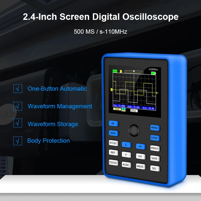 1C15 Handheld Professional Oscilloscope Digital 500MS/s Sampling Rate 110MHz Analog Bandwidth Support Waveform Storage New | Инструменты