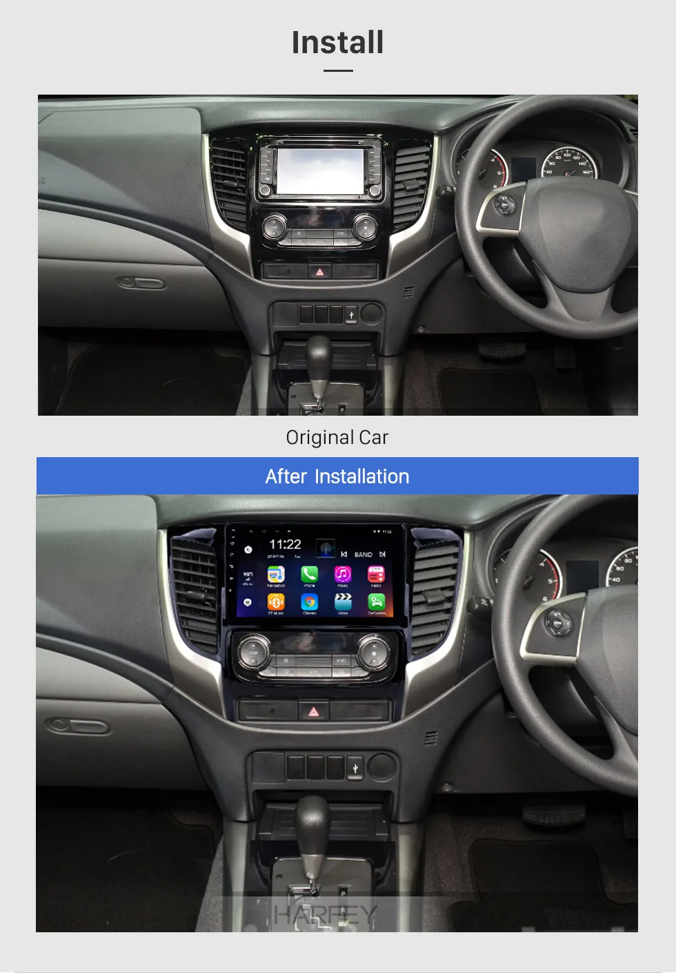 Excellent Harfey Android 8.1/9.0 Bluetooth Radio 9" for 2015 Mitsubishi TRITON Auto A/C GPS Navi SD DVR 3G WIFI SWC Car Multimedia Player 1