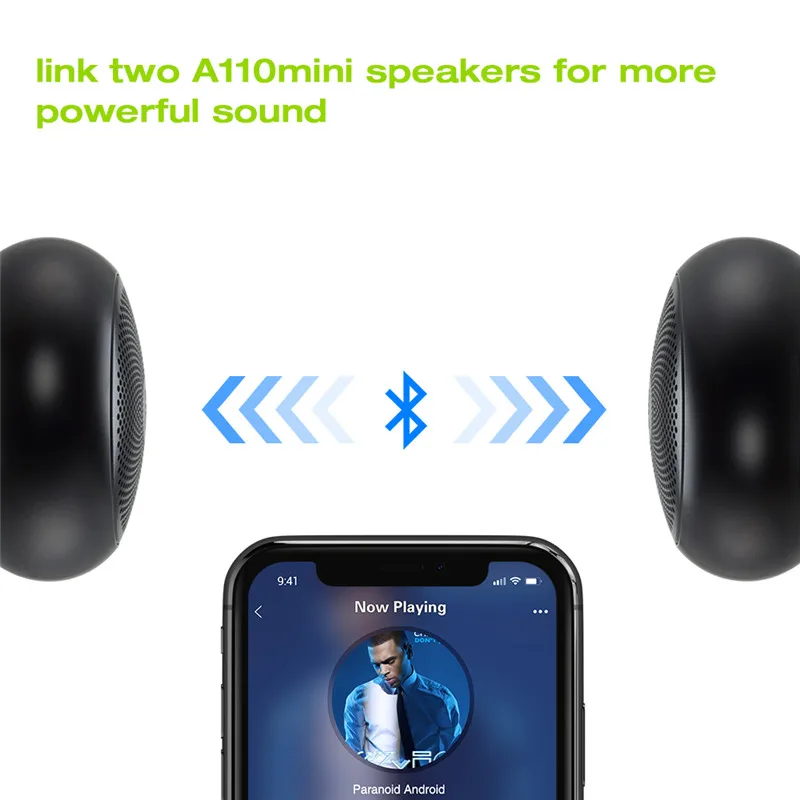 EWA A110mini Беспроводная Bluetooth Колонка портативный маленький динамик Встроенный аккумулятор громкий звук сильные басы металлическое покрытие для телефона