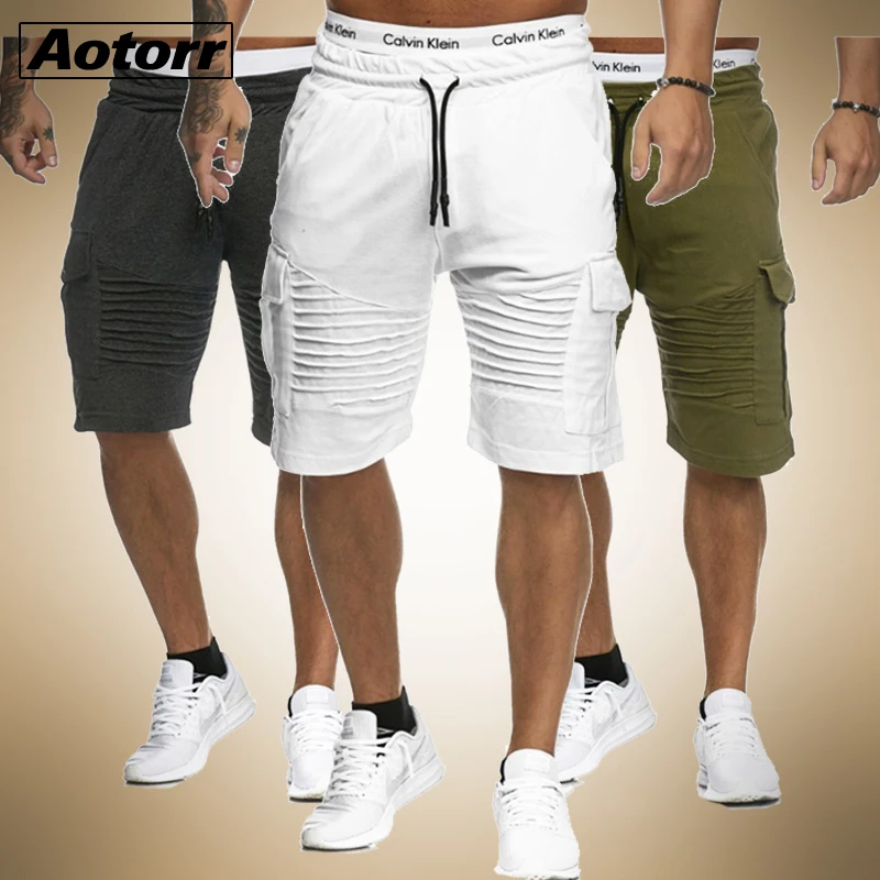 Pantalones cortos deportivos a rayas para hombre, pantalones cortos deportivos transpirables de algodón para gimnasio, entrenamiento y playa, para verano, 2020