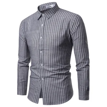

Luxury Fashion Men's Slim Fit Shirt Long Sleeve Dress Shirts Casual Stripe Shirt Tops