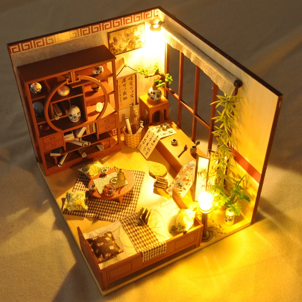 Кукольный дом мебель Diy кукольный домик Миниатюрный пазл собрать 3d Деревянный миниатюрный кукольный домик Развивающие игрушки для детей подарок