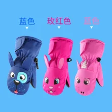 Водонепроницаемые и противоскользящие Мультяшные милые Висячие шеи с пальцами для мальчиков и детей, детские перчатки для верховой езды, плюшевые