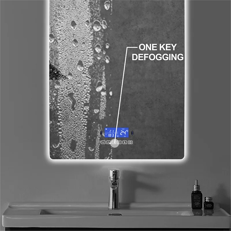 Vertical Rectangular Dimmable LED Smart Wall Mounted With Body Induction,Anti-Fog,Bluetooth,Backlit Light Bathroom Vanity Mirror