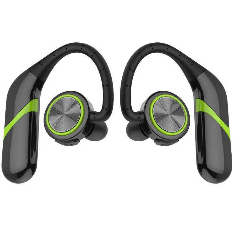 Новинка TWS, беспроводная гарнитура, наушники, Bluetooth 5,0, наушники с крючком, большая мощность, емкость для спорта, бизнеса, путешествий - Название цвета: Green