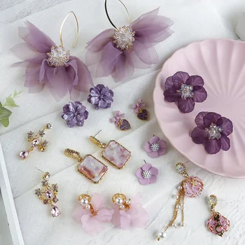 

AENSOA New Multiple Acrylic Drop Earrings For Women 2020 Statement Purple Series Geometric Dangle Earrings Fashion Jewelry Hot